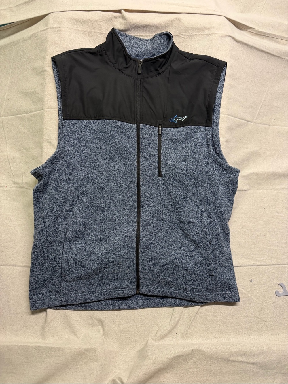 Greg Norman Collection Men's Gray and Black Fleece Vest - Zip Front